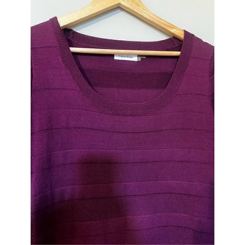 Calvin Klein Women’s Size Medium A Line Dress Purple Scoop Neck Half Sleeve